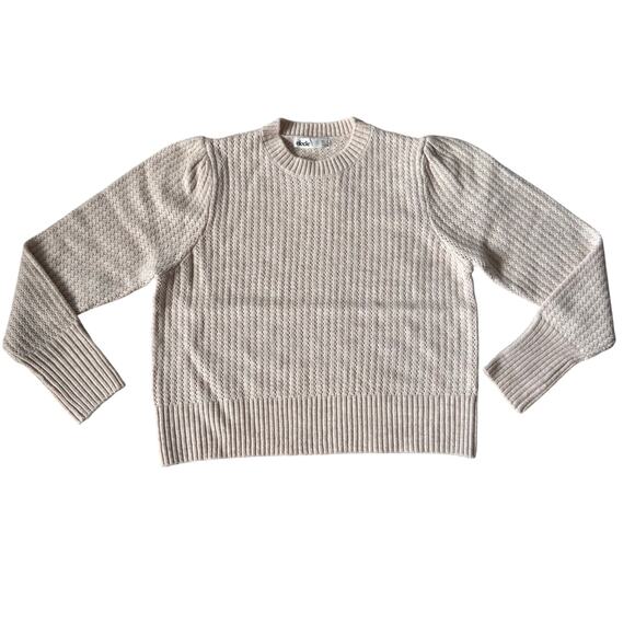 Elodie Women’s Crew Neck Knit Pullover Cream Crop Sweater NWT Cozy size Small - Picture 1 of 8